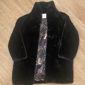 Sandro Faux Fur Jacket (Black, 38/Med)